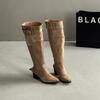 Fashion Niche Design Pointed Boots Big Tube Circumference High Heel Stacking Boots Retro Slim Women's Western Fashion Boots