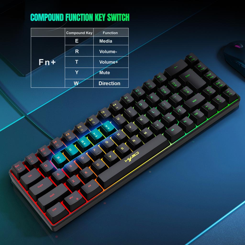 Xiaomi 68 Keys Gaming Keyboard USB Wired Portable 20 RGB Backlight Spanish Korean Russian Keyboard for Windows Laptops Computer