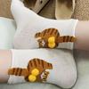 Couple Socks Cute Creative Mid-tube Four-season Socks 3D Cartoon Cat Ding Versatile Ladies Suede Socks