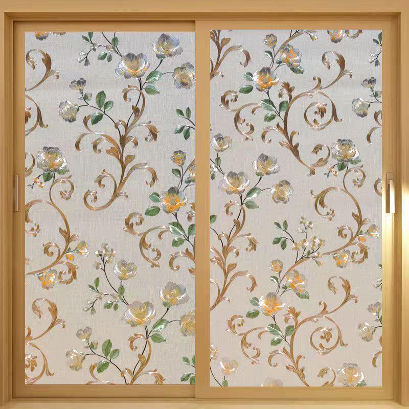 Static Window Cling Privacy Film: Sun Protection & Heat Insulation UV Shield for Bathroom Glass.