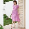 French V-Neck Pleated Maxi Dress