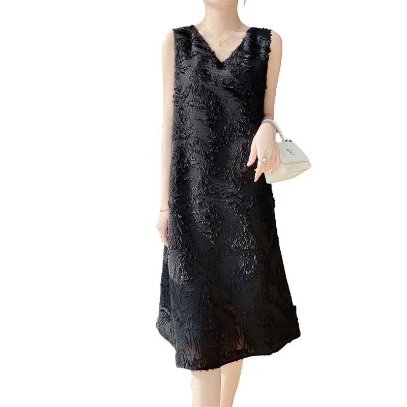 Silk Satin Women's V-neck Sleeveless Cut-out Midi Dress - Summer 2025 Collection