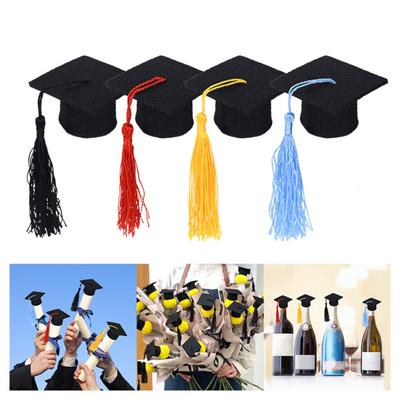 Mini chapeau de remise de diplôme en feutre, 20 pièces, avec glands, pour célébrations, décoration de bouteille de vin, fournitures de fête de remise de diplôme