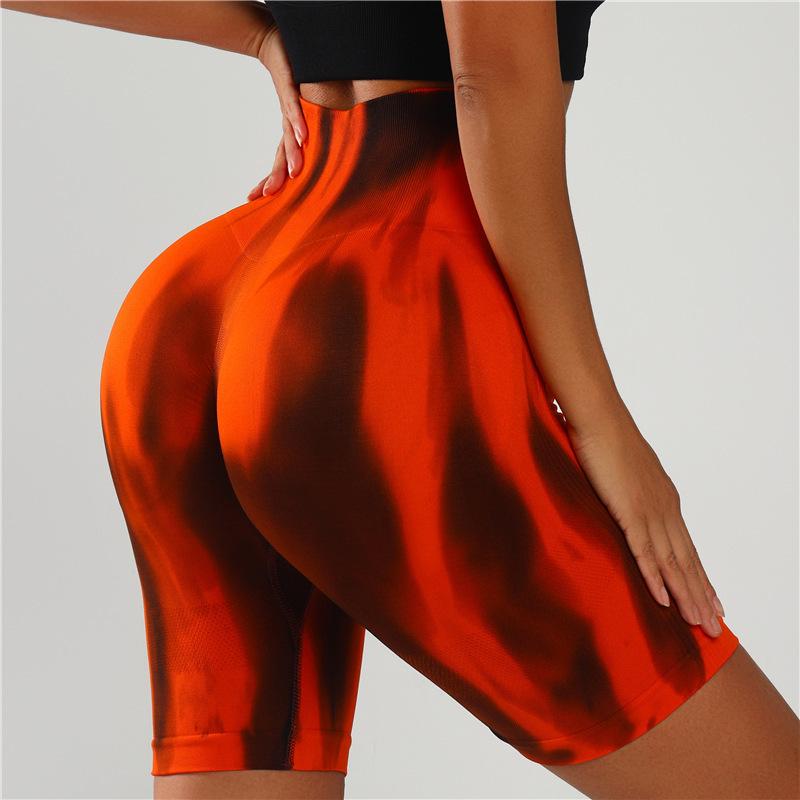 Women's Colorful Aurora Honey Butt Lifting Yoga Shorts - Quick-drying Gradient Fitness Three-quarter Sports Pants