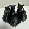 Creative Cartoon Cat Candle Holder Ring-Shaped Decorative Candle Stand Cute Black Kitten Ornament Office