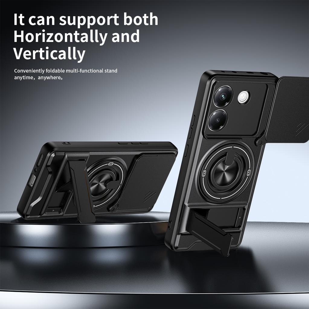 Funda for POCO M7 Pro 5G Case Rotatable Slide Camera Protection Ring Stand Shockproof Cover Capa Funda