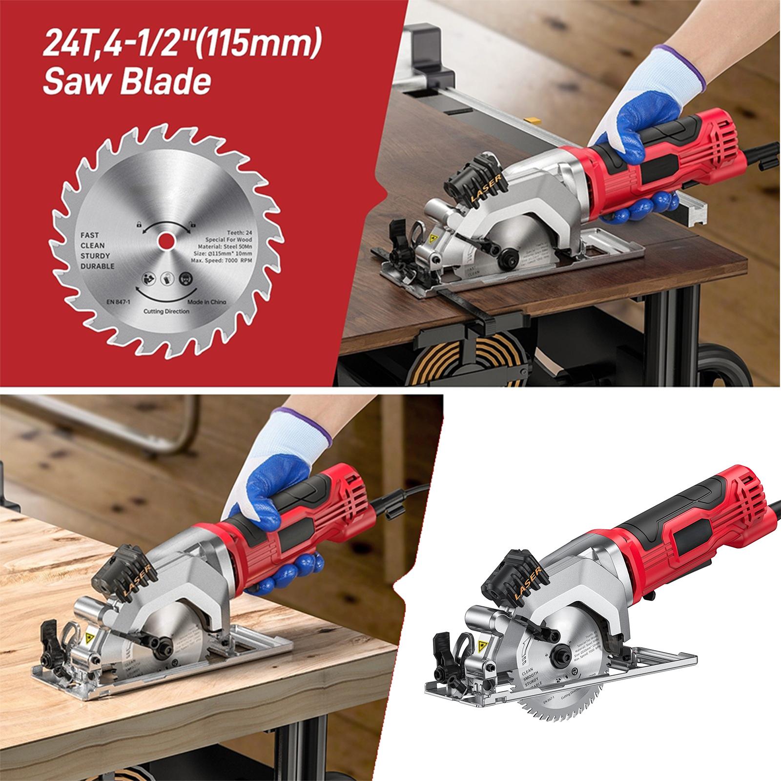 

Мини циркулярная пила 5.8Amp 4-1/2 дюйма Компактная циркулярная пила 3700RPM Электрические циркулярные пилы с лазером