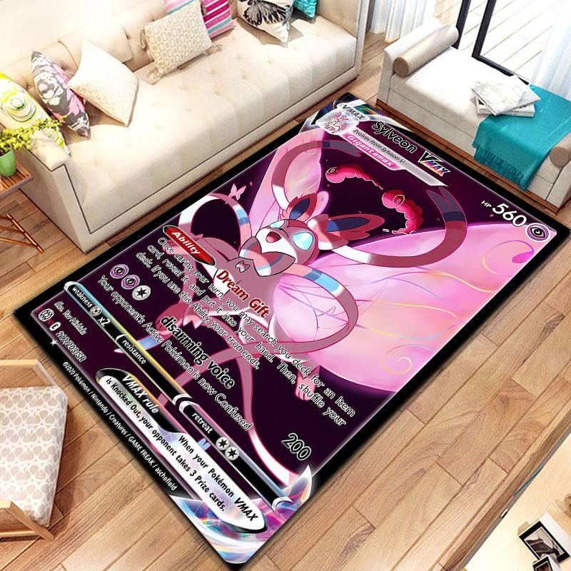 Pokemon Karten Serie Anime Poster Großer Teppich 3D Teppiche Zuhause für Wohnzimmer Kinderzimmer Sofa Fußmatte Dekor Kind Bodenteppich