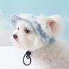 Summer Pet Cute Open Ears Adjustable Breathable Sunscreen Shading Small Dog Cat Hat Dog Bucket Hat