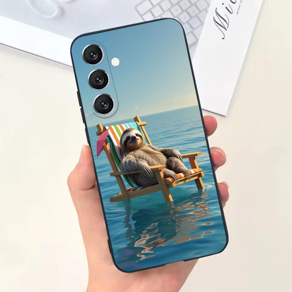 Cute Animal Sloth Phone Case For Samsung Galaxy A13,A21s,A22,A31,A32,A52,A53,A71,A80,Soft Black Shell