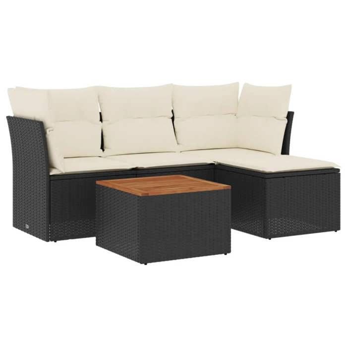 VidaXL Garden Lounge Set 5 Pcs with Cushions Black Braided Resin 3223606