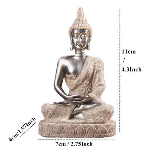 11cm Nature Sandstone India Buddha Statue Fengshui Sitting Buddha Sculpture Figurines Vintage Home Decor Use for Aquarium