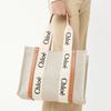 Chloe Woody Logo Print Webbing Panel Smooth Calfskin Tote Bag Women Tote Bags CHC21AS383F71883