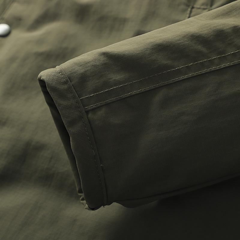 Men's Retro Winter Thickened Collarless Jacket - Casual Loose Cotton Padded Coat for Autumn/Winter Warmth