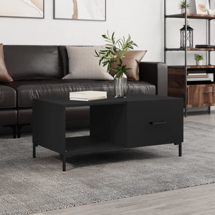 VidaXL Table basse noir 90x50x40 cm bois d'ingénierie 829213