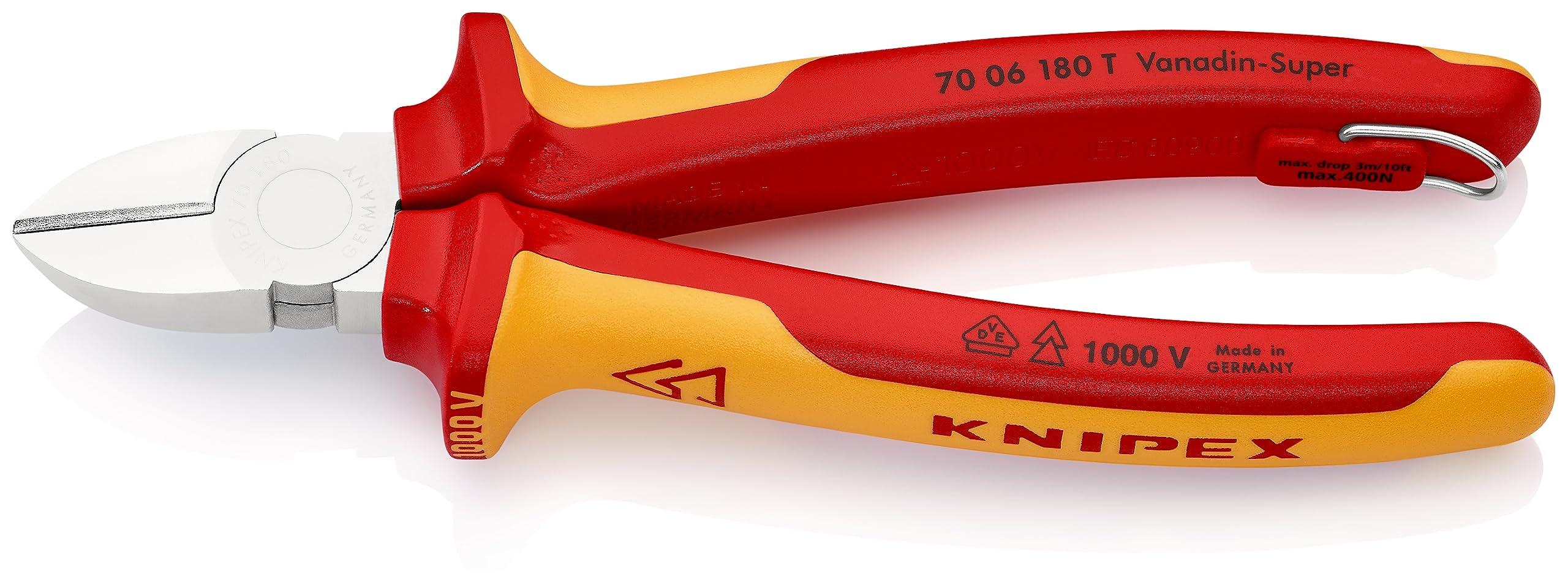 

KNIPEX Insulated Diagonal Cutting Pliers with Drop Protection (Black) 7006-180TBK