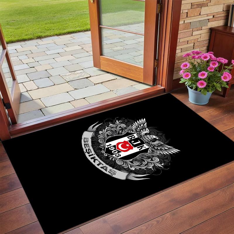 Tappeto Antiscivolo in Velluto di Cristallo, Tappeto con Design Besiktas per Interni Soggiorno Camera da Letto Decorazione Casa