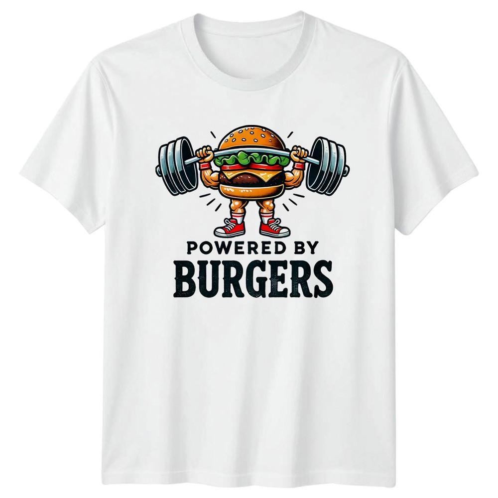 Powered By Burgers TShirt Funny Foodie Birthday Gift (78 Characters) S