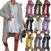 Women's Casual Loose Color Knit Pocket Hooded Long Sweater Jacket