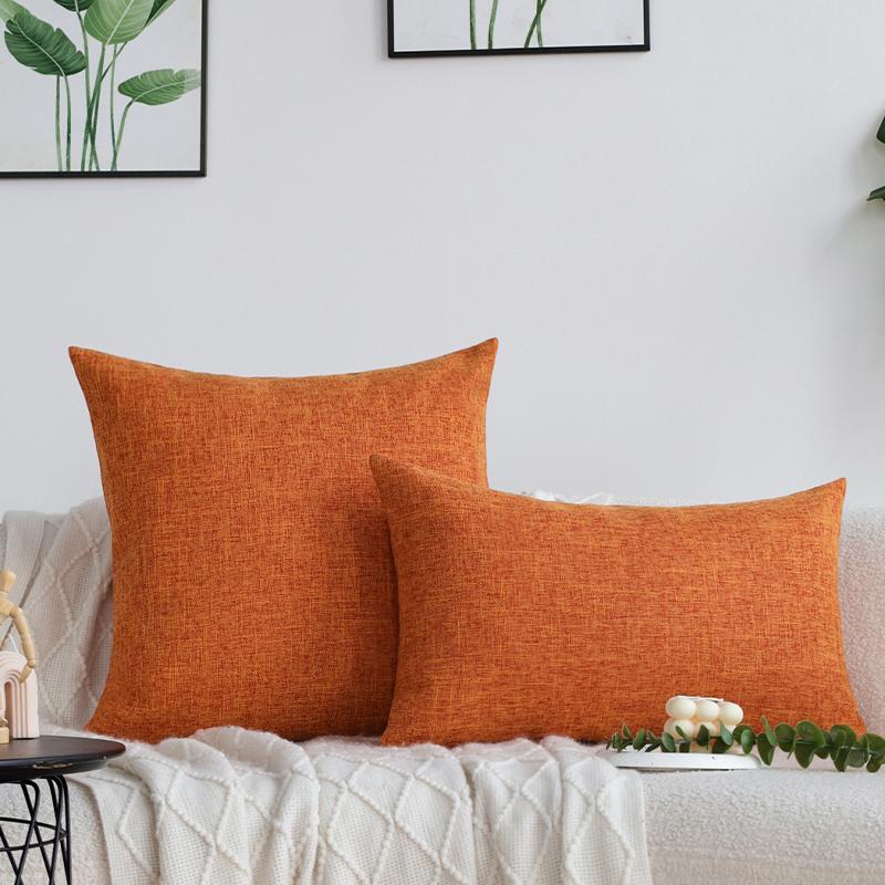 Orange Soft Cushion Cover Linen Pillowcase Home Decorative Solid Color Sofa Multi-size Customizable Pillow Cover for All Seasons