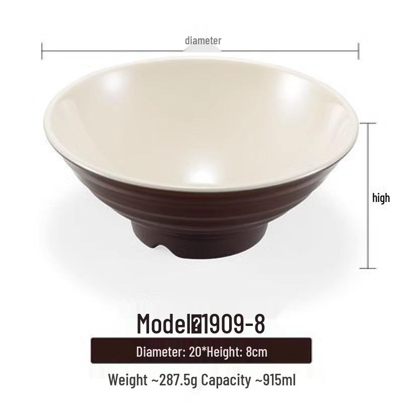 Melamine White Noodle Bowl, Imitation Porcelain, Large Plastic Soup/Rice Bowl for Commercial Use.