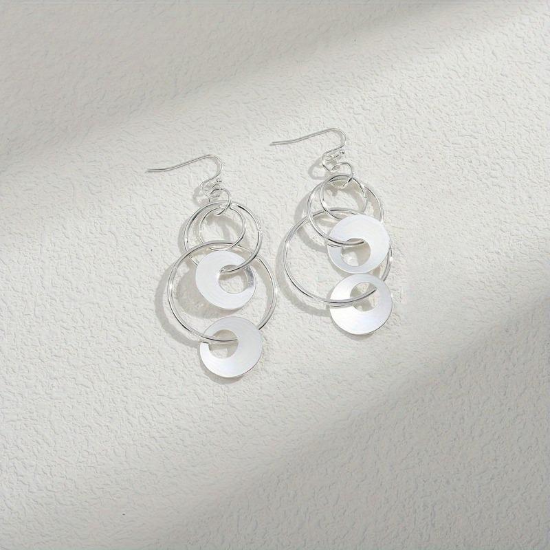Minimalist Hollow Geometric Circle Pieced Pendant Earrings, Unique Jewelry Gift For Women