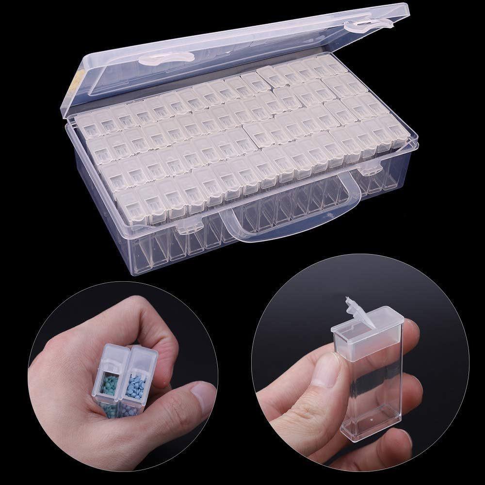 64 Grid Painting Storage Box Thicken Bead Organizer Jewelry Drill Storage Box Nail Salon