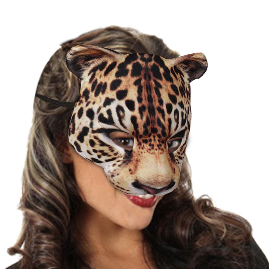 Halloween Mask Semi Leopard Print Mask Realistic Patterns EVA Men And Women Decorative Carnival