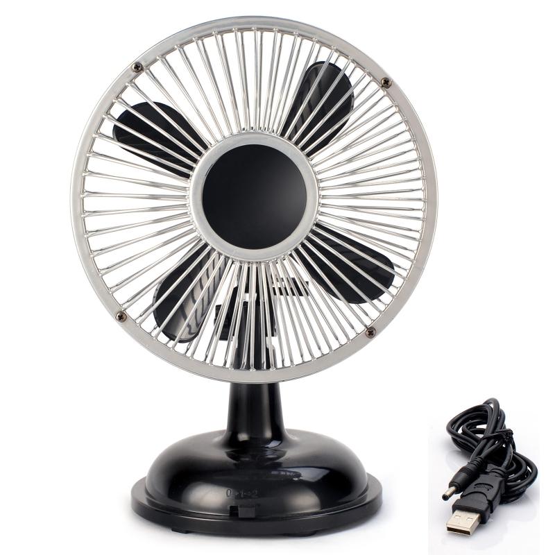 Summer Oscillating Small Fan Retro 2-Speed USB/AA Battery Powered Desk Fan 5.7inch Table Fan for Work Office Dormitory
