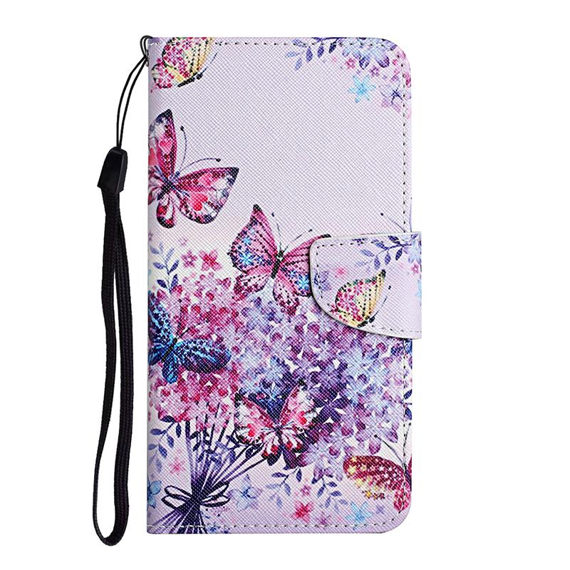 Cute Flower Cat Painted Leather Flip Case For iPhone 6 6S 7 8 X XR XS Max 11 Pro Wallet Card Holder Book Cover Etui