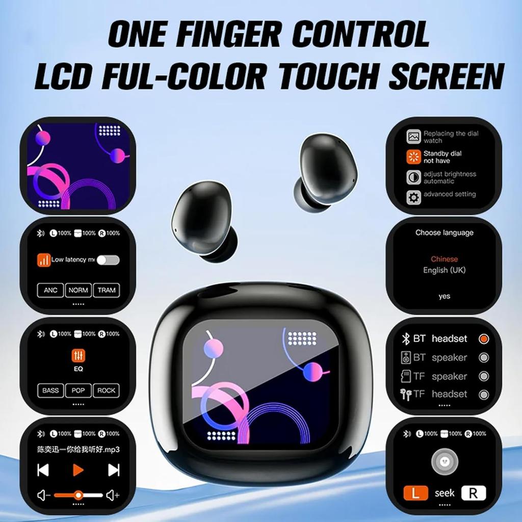 Touch Screen Invisible Small Mini Earbuds Wireless Bluetooth 5.4 Discreet Hidden Headphones for Work, Active Noise Cancelling Earphone Touchscreen