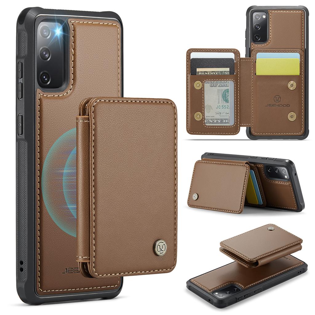 For Samsung Galaxy S20 FE Case JEEHOOD J05 Leather Mobile Cover with Detachable Magnetic Card Bag