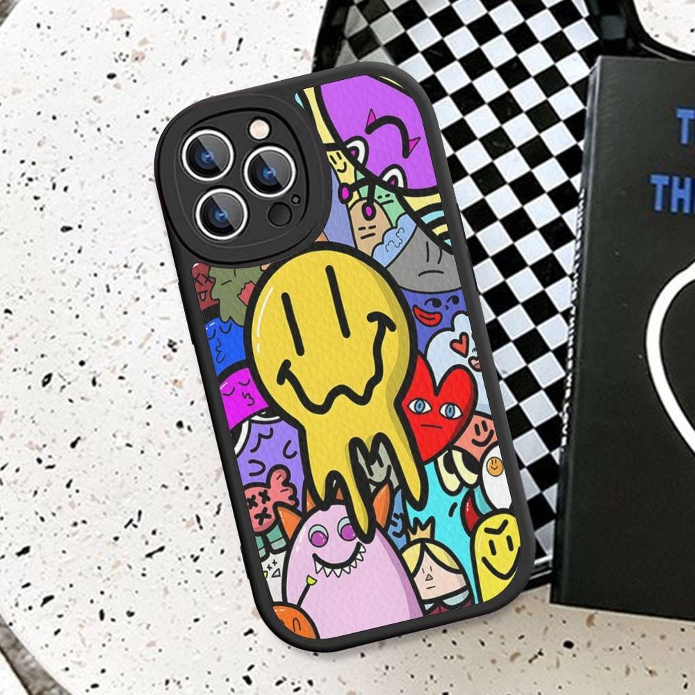 Cute Little Monster Phone Case Hard Leather For iPhone 16 15 14 13 12 Mini 11 14 Pro Max Xs X Xr 7 8 Plus Fundas