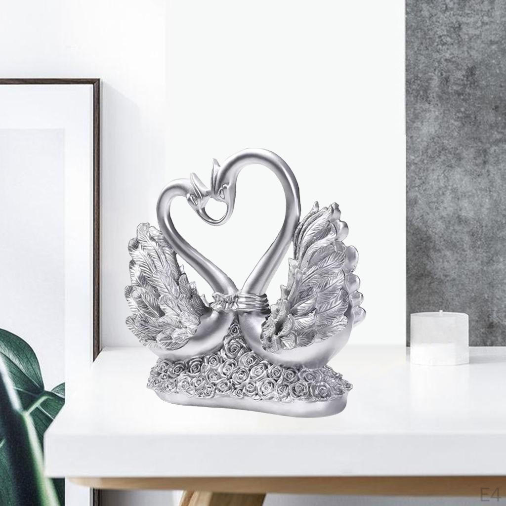 Couple of Swan Statue Figurines Resin Ornament Table Centerpiece