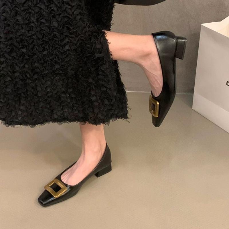 

Модные женские весенние туфли нового стиля, металлические, дизайнерские, кожаные, водонепроницаемые, с низким верхом, 2025, повседневные, для дома, офиса, шопинга, балетки 35