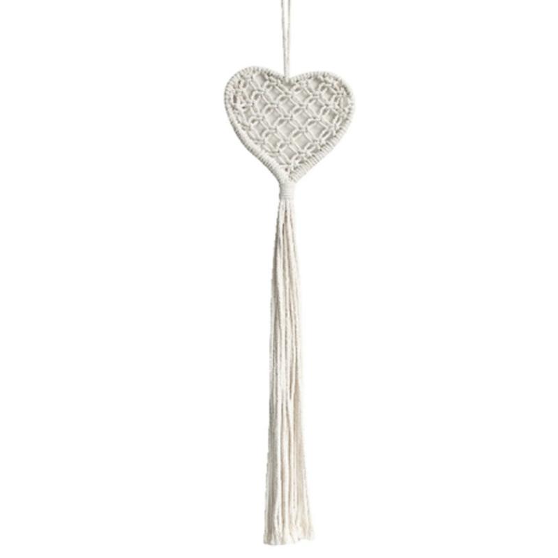 Heart Shaped Tassels Macrames Dreamcatchers Cotton Rope Woven Tapestrys Wall Hangings Farmhouses Decorations for Bedroom 1