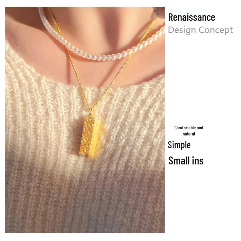 CNC Burst Flash Shaved Ice Square Pendant Clavicle Chain Women's Fashion Necklace
