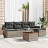 VidaXL Ensemble de Canapés de Jardin de 6 pièces avec Coussins Gris Rattan Poly Acacia 3356109