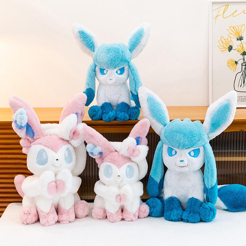 40/80cm Cartoon Large Sylveon Glaceon Plush Toys Pillow Doll Cute Ornament Stuffed Plushie Eevee Gift for Kids