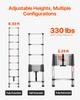 VEVOR Telescoping Ladder, 2540mm Stainless Steel Lightweight Extension Ladder, Multi-Button Retraction Collapsible Ladders