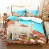 Set Husă Plapumă Capră Desen Animat Drăguț Kawaii Capră Albă Fundal Alb Mărime King Queen pentru Fete Băieți Cadou Set Lenjerie de Pat Poliester