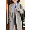 Herringbone Gray Woolen Coat Women's Autumn and Winter New Woolen Coat