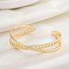 18K Gold Titanium Steel Geometric Pleated C-Shape Bracelet for Women