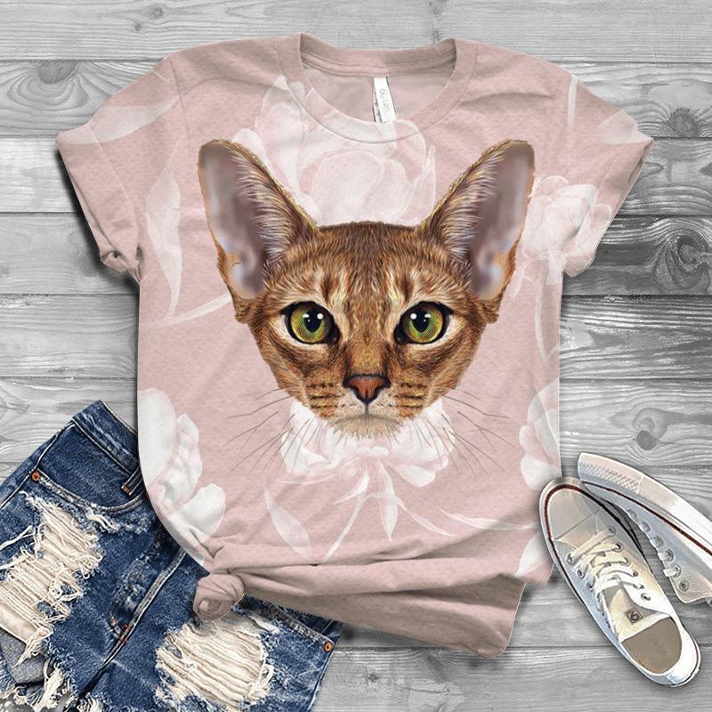 Damenmode Floral Kolibri-Print Fitness Kurzarm T-Shirt Top