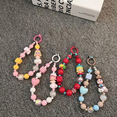 Anti-lost Versatile Cheese Candy Color Cartoon Beaded Mobile Phone Lanyard Key DIY Bracelet Ccd Camera Lanyard