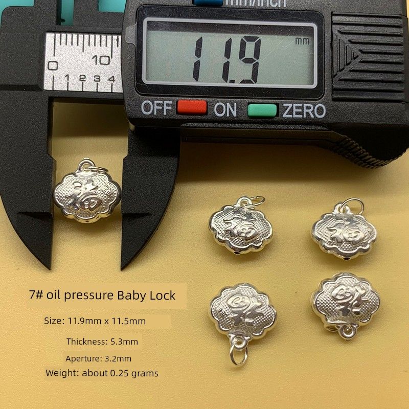 

Прибытие Чистое Серебро 999 Стерлинговое Серебро Разделительные Бусины Детский Замок Аксессуары Плетеный Браслет DIY Украшение Несущий Ремешок Давление Масла Замок Благословения Сумка 7# oil pressure Baby Lock