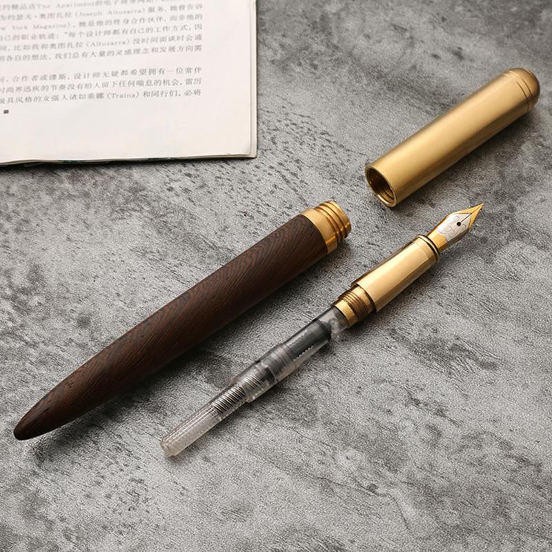 High Quality Sandalwood Fountain Pen Fine Nib Calligraphy Pens Writing Wooden Metal School Office Writing Ink Pens Nib Stationery Gifts Supplies
