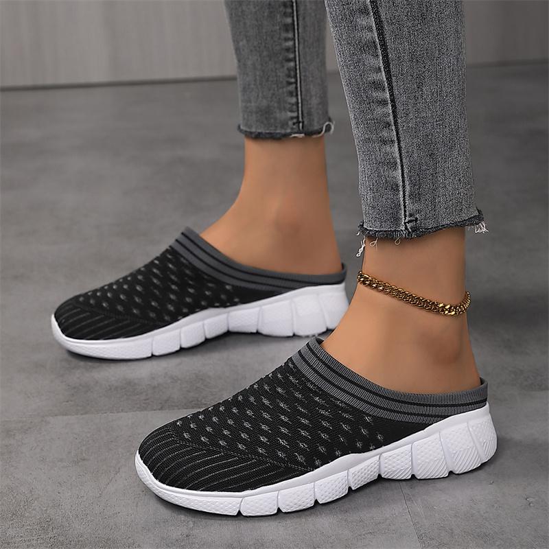Mode Damen Frühling und Sommer neue große Größe Walking Freizeitschuhe halbe Kelle atmungsaktive Slipper leichte Mode Damenschuhe