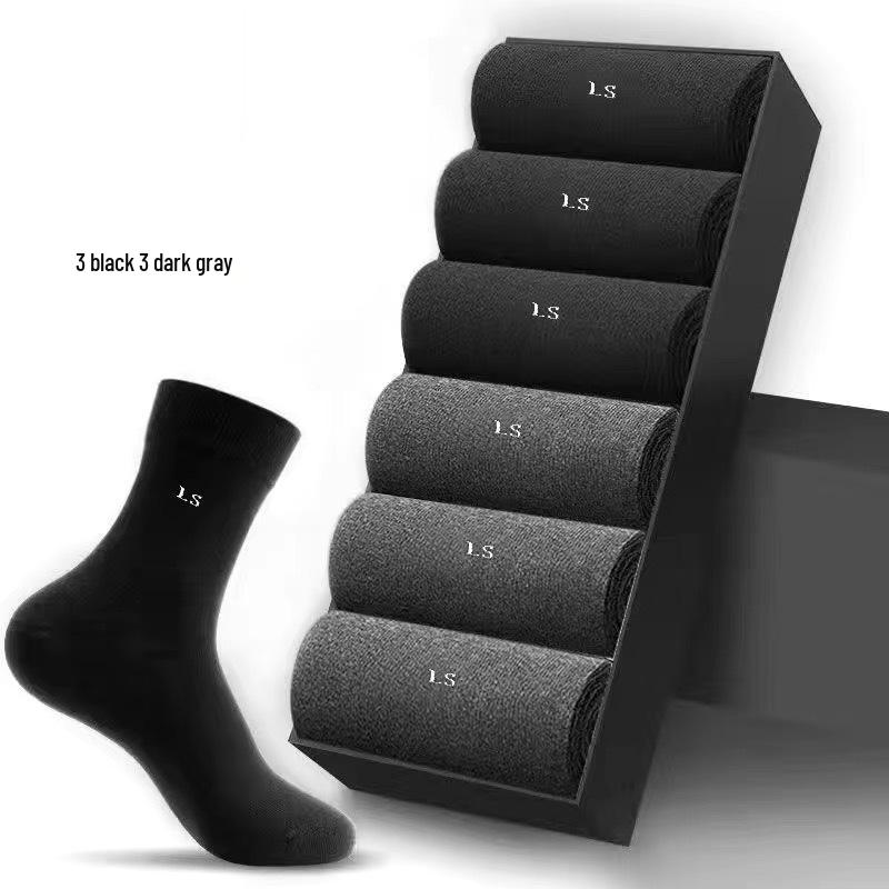 Men's Breathable Cotton Mid-Tube Socks, Sweat-Absorbent, Suitable for All Seasons, Business and Sports.