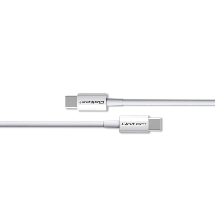 Qoltec Kabel USB 2.0 Typ C | USB 2.0 Typ C 60W | QC 3.0 | PD | 1m | Weiß